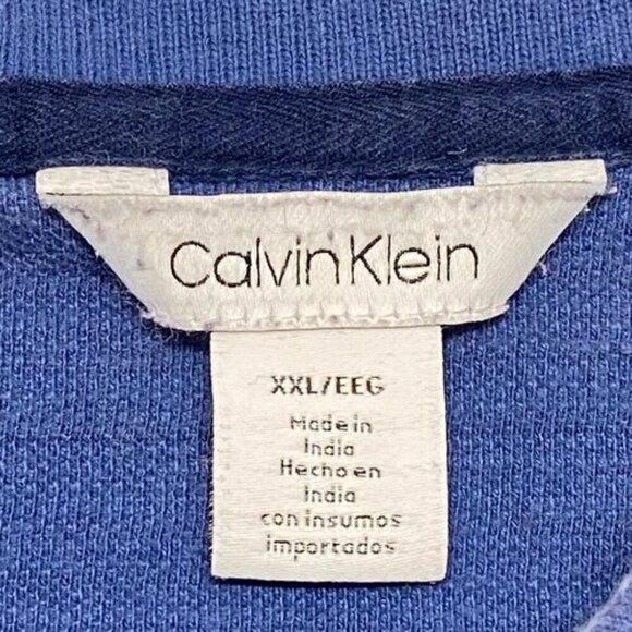 Calvin Klein Polo Shirt Men's XXL Blue Tonal Stripe Short Sleeve CK Logo GUC - Picture 4 of 4